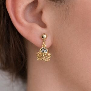 18K Gold Plated Octopus Dangle Earrings – Micro Pavé CZ – Coastal Ocean Luxe